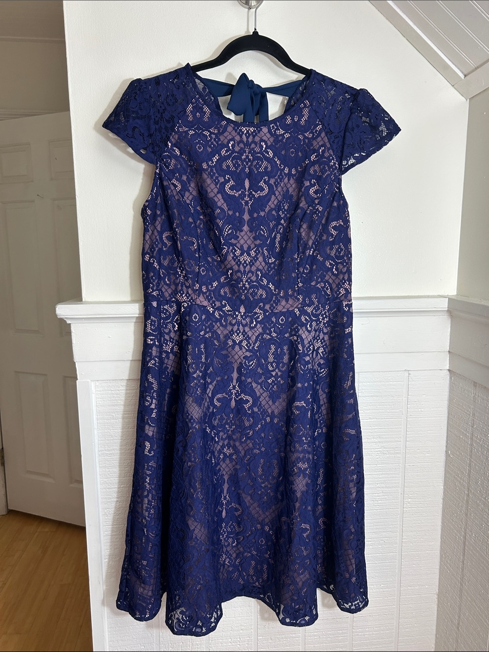 ModCloth Blue Lace Fit & Flare Wedding Guest Dress size Large